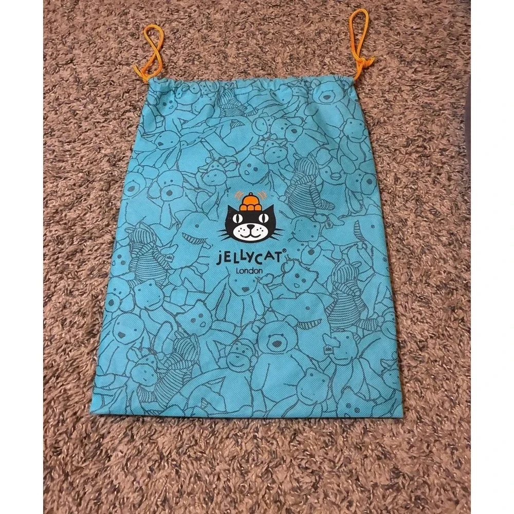 Jellycat London Drawstring Dust Bag Turquoise Blue Character Print Storage Pouch